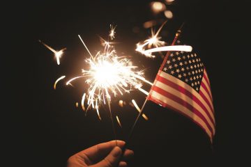 Sparkler and American Flag